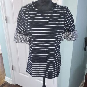 NWT Charter Club Black and White Striped Women's Top